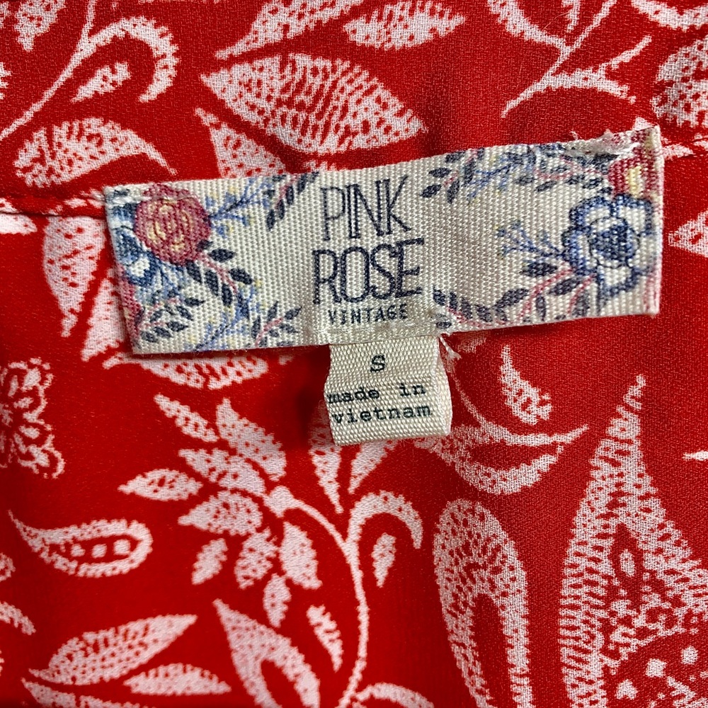 WOMENS PINK ROSE VINTAGE-ROUGE FLORAL & PAISLEY - Picture 2 of 3